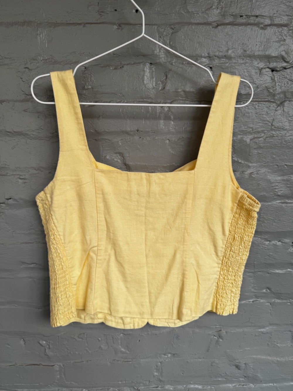 Button Front Linen Blend Summer Top - Picture 3 of 5